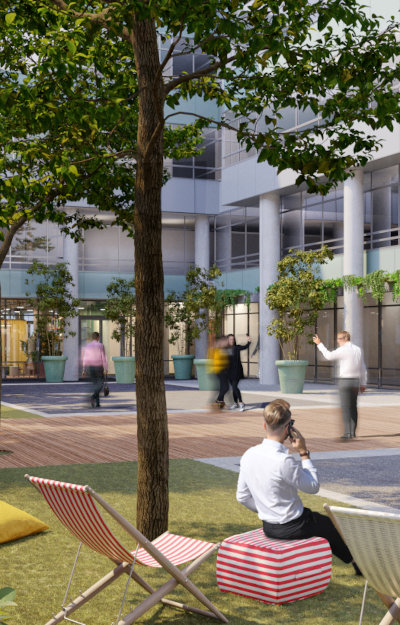 Cour intérieure de l'immeuble Carré-Pleyel